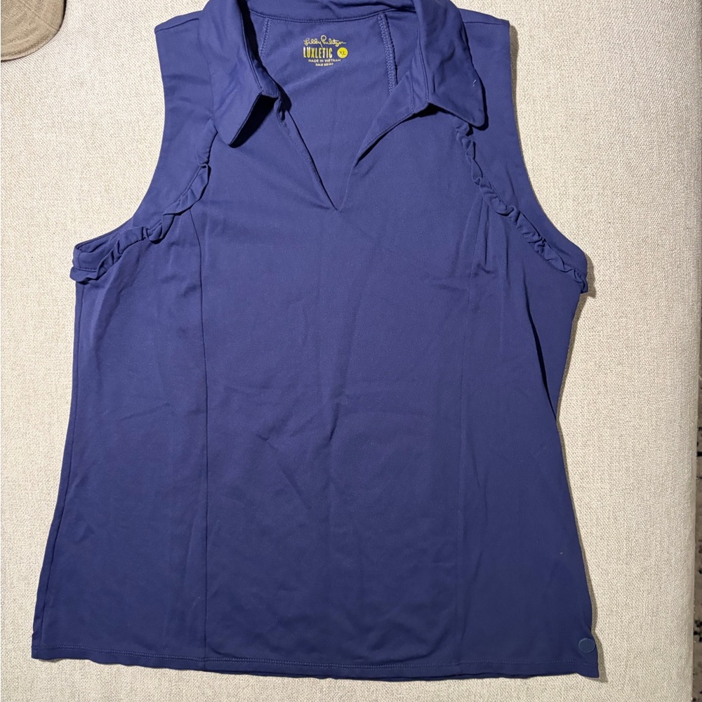 Lilly Pulitzer Luxletic Navy Sleeveless Polo Top Size XL